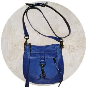 Rebecca Minkoff Blue Leather & Suede Dog Clip Saddle Crossbody Bag